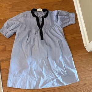 Pomander Place Light Blue and navy trim Mini Dress